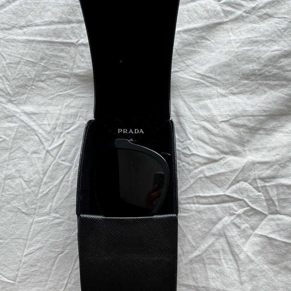 Prada Vintage Silver Logo Oversized Oval Black Mask Sunglasses - Picture 3 of 12